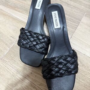 Steve Madden Black Woven Sandals